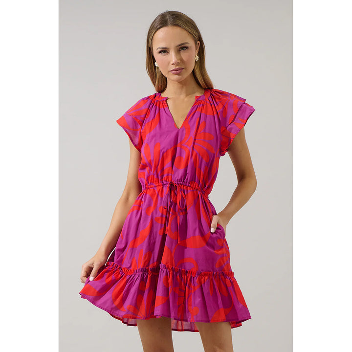 Robe Courte Arona Floral Baden à Volants Sugarlips