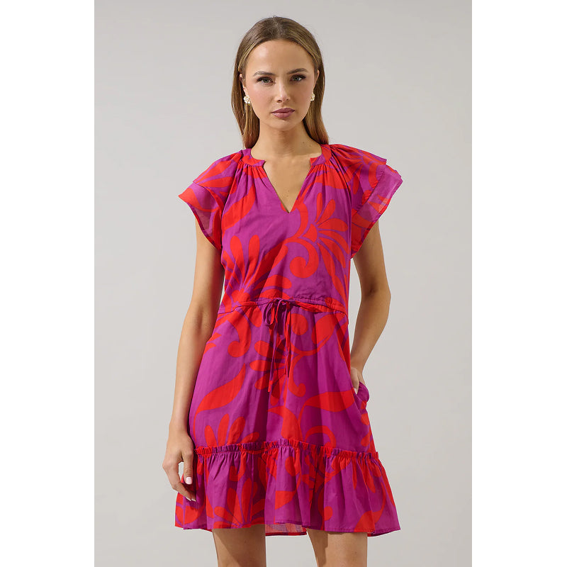 Robe Courte Arona Floral Baden à Volants Sugarlips