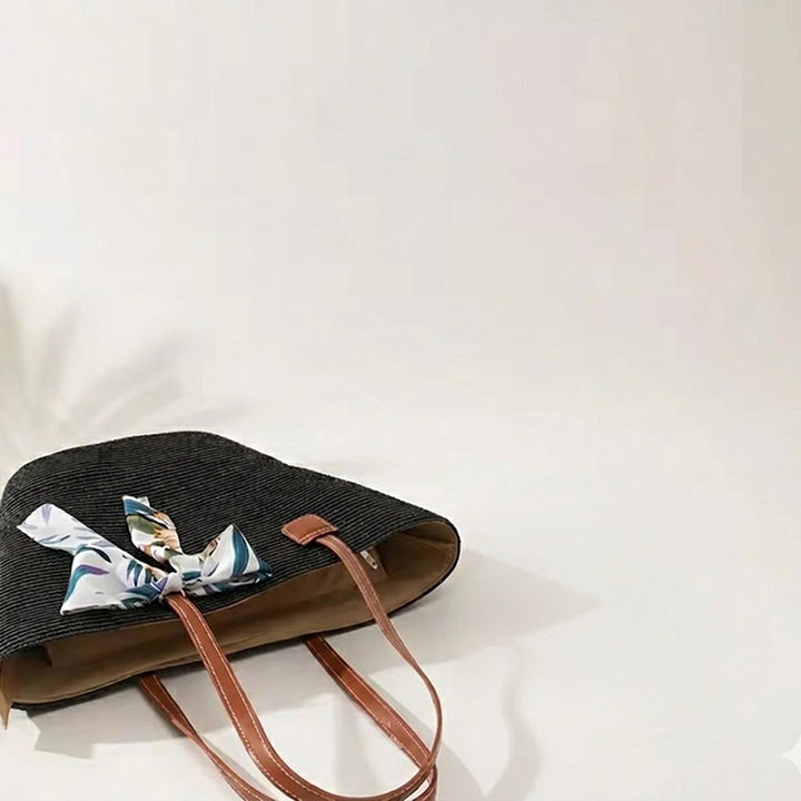 Sac de plage en paille avec ruban Essentials - À emporter dehors