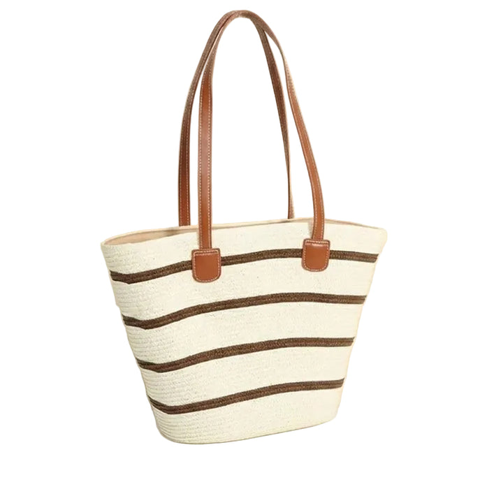 Sac de plage en paille rayé Essentials « Take It Outside »