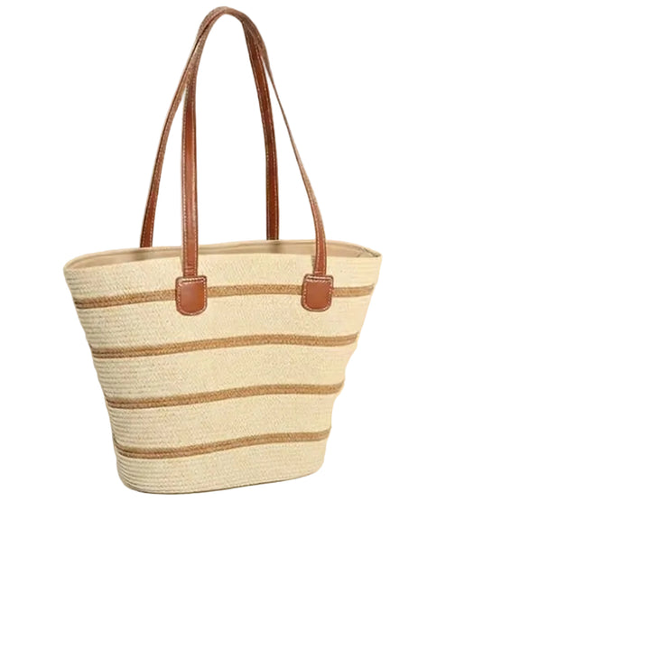 Sac de plage en paille rayé Essentials « Take It Outside »