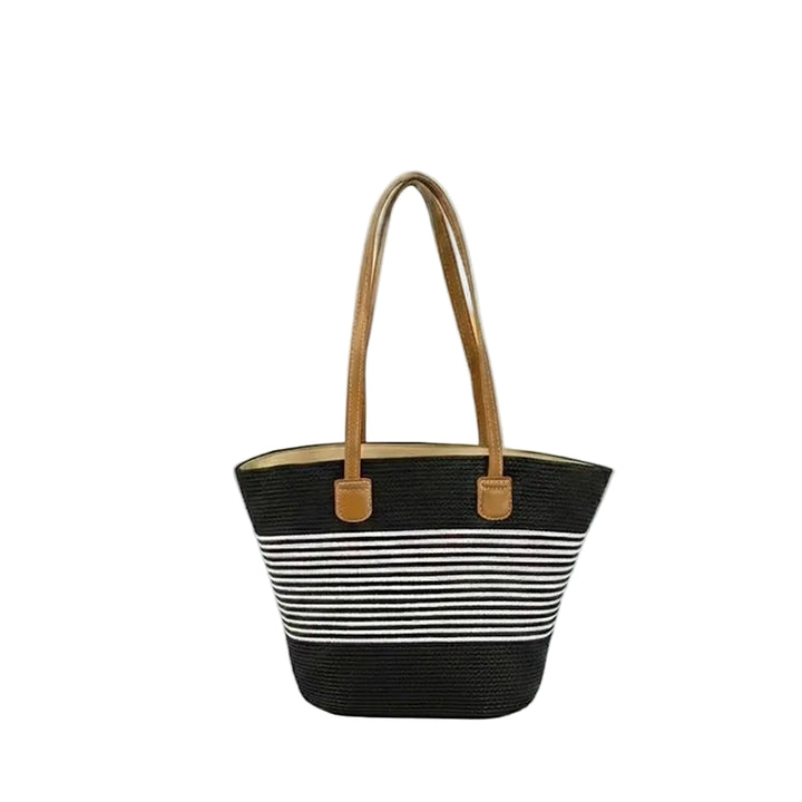 Sac de plage en paille rayé Essentials « Take It Outside »