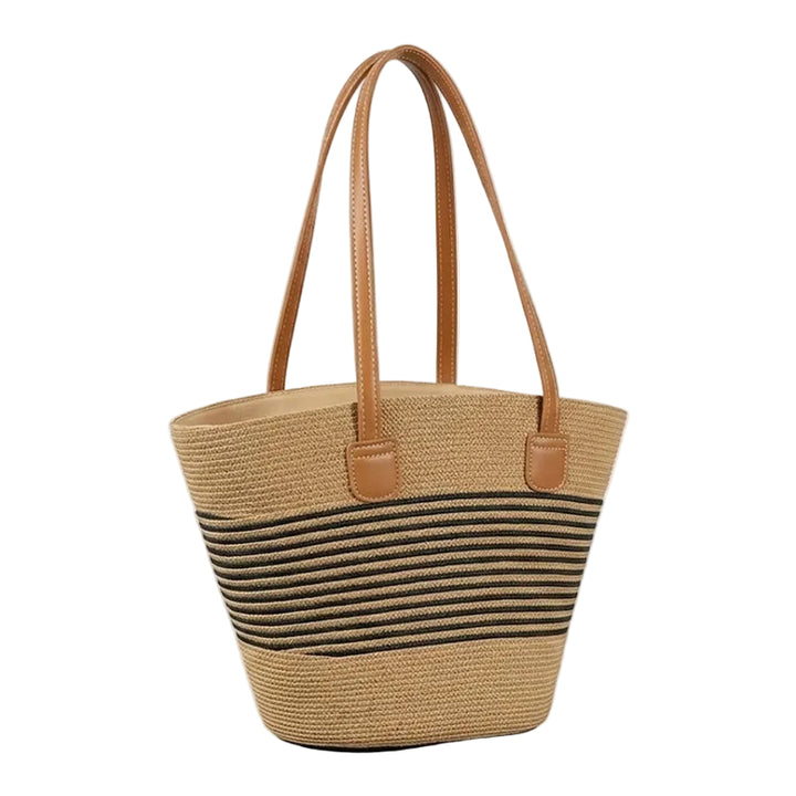 Sac de plage en paille rayé Essentials « Take It Outside »