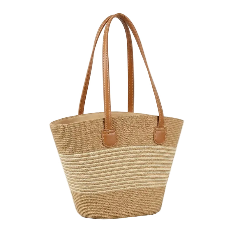 Sac de plage en paille rayé Essentials « Take It Outside »