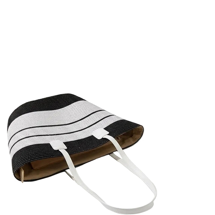 Sac de plage en paille rayé Essentials « Take It Outside »