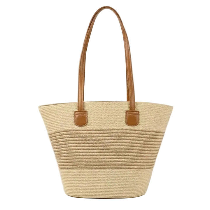 Sac de plage en paille rayé Essentials « Take It Outside »