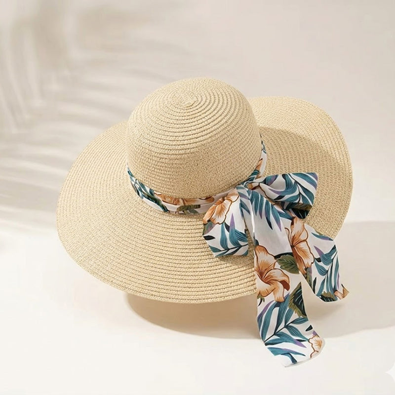 Chapeau de plage en paille avec ruban Take It Outside Essentials