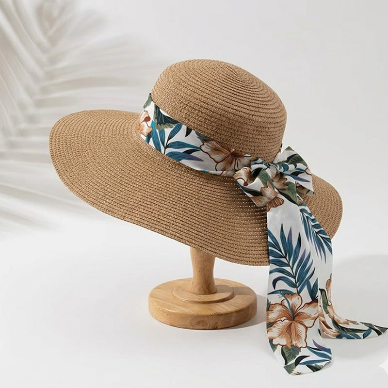 Chapeau de plage en paille avec ruban Take It Outside Essentials