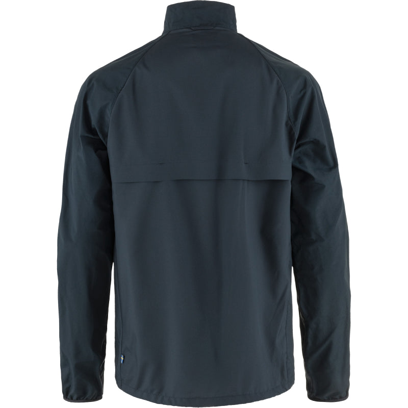 Dark gray jacket shown from the back on a white background