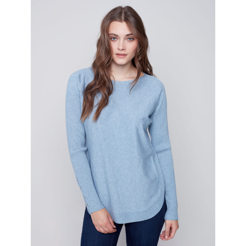 Charlie B Cuff Lace-Up Detail Sweater