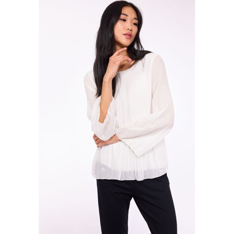 Pistache Accordion Pleated Georgette Blouse