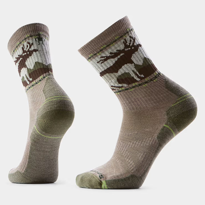 SmartWool Chaussettes mi-mollet légères pour homme à motif élan des montagnes Hike Light Cushion