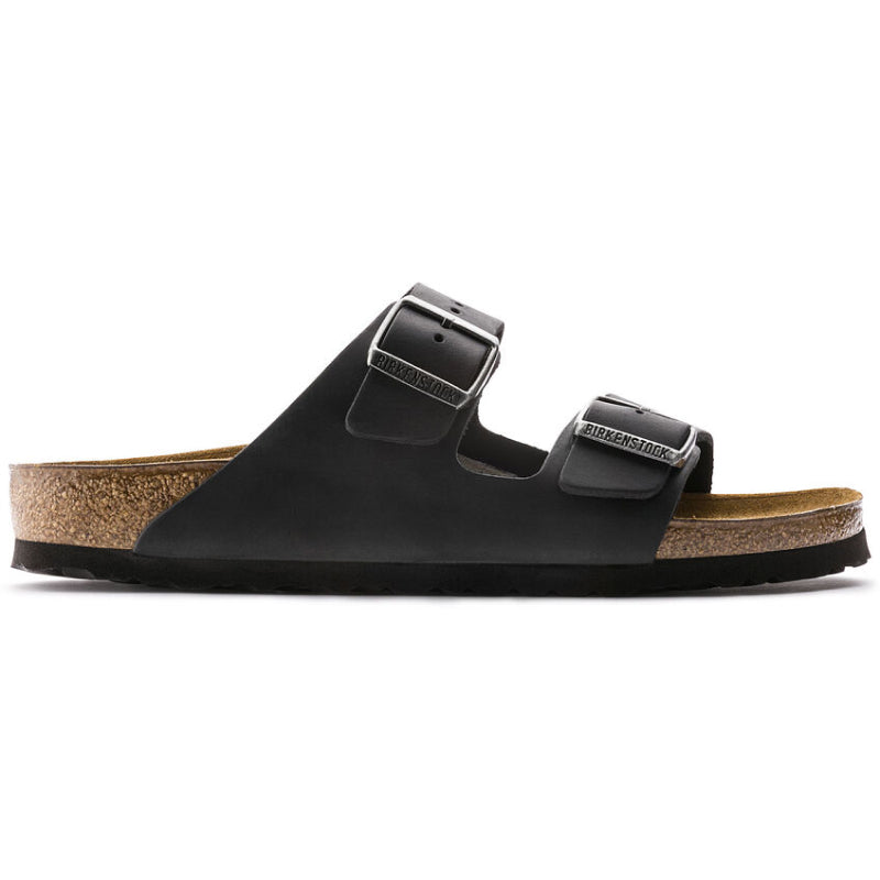 Birkenstock Arizona Sandales en cuir huilé noir - Étroites