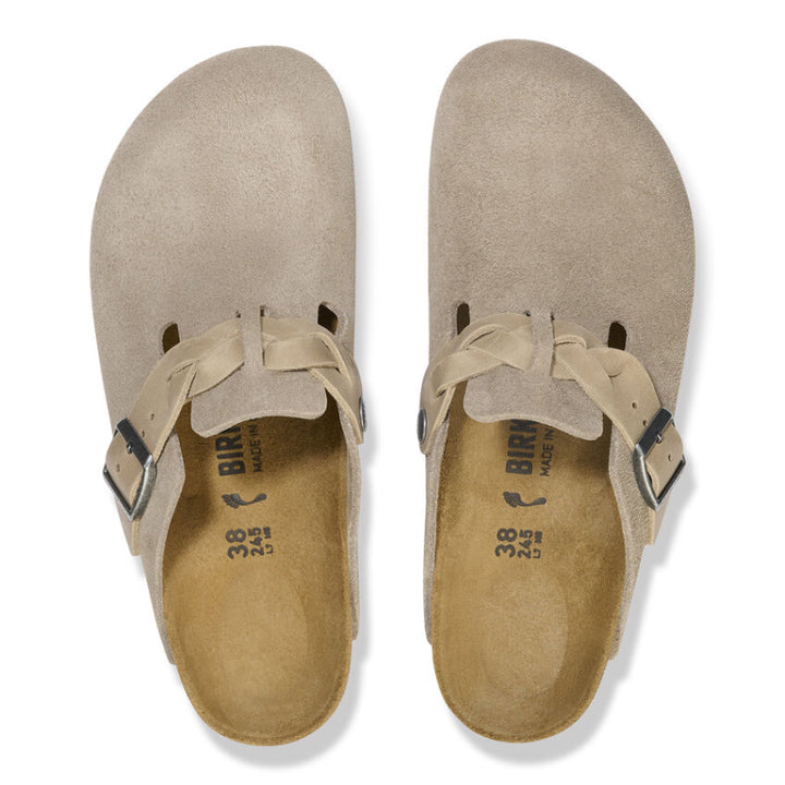 Birkenstock Boston Braid Taupe Suede/Oiled Leather - Narrow