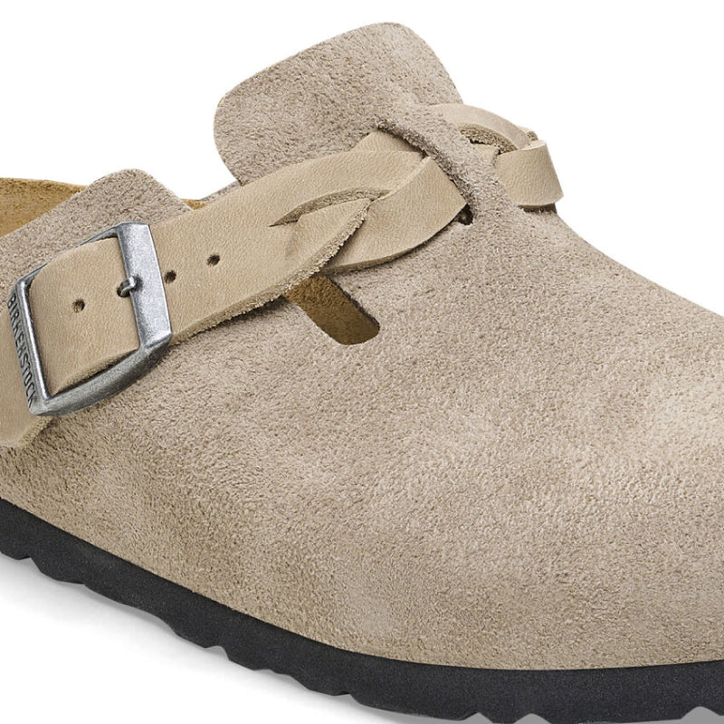 Birkenstock Boston Braid Taupe Suede/Oiled Leather - Narrow