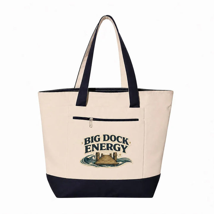 Coastal Canvas Zipper Tote Bag | Big Dock Energy