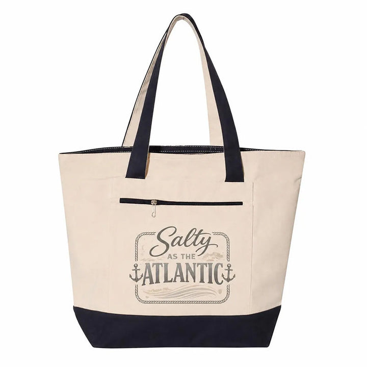 Coastal Canvas Zipper Tote Bag | Salty as the Atlantic