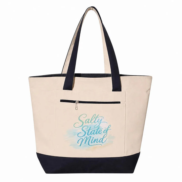 Coastal Canvas Zipper Tote Bag | Salty State of Mind