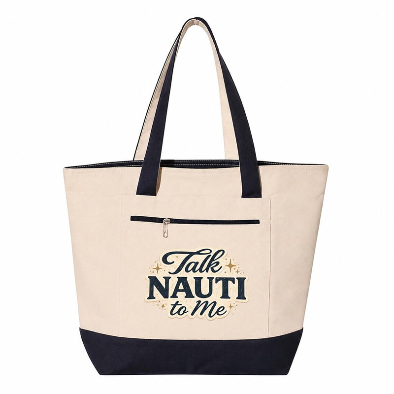 Coastal Canvas Zipper Tote Bag | Talk Nauti to Me