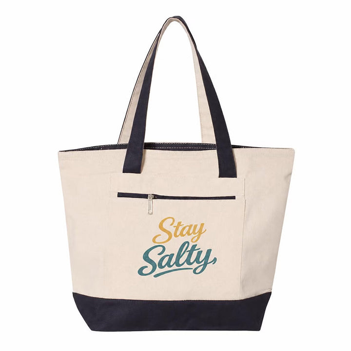 Coastal Canvas Zipper Tote Bag | Stay Salty
