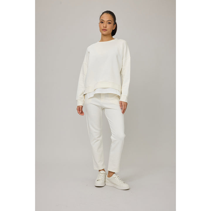 Sweat-shirt en molleton de coton Pistache avec fermetures éclair et bas en coton