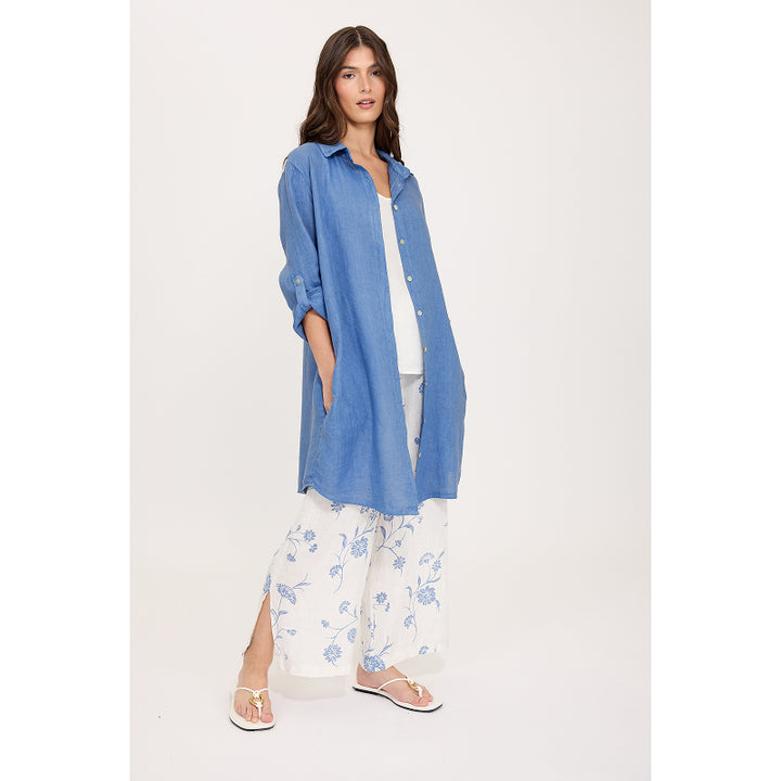 Robe chemisier en lin pistache