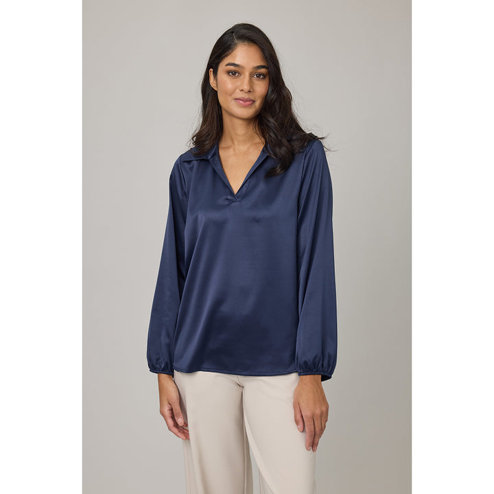 Chemisier en satin col pistache