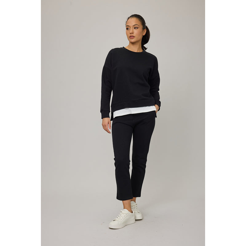 Sweat-shirt en molleton de coton Pistache avec fermetures éclair et bas en coton