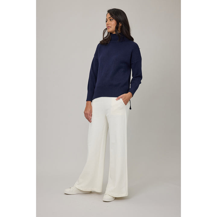 Pantalon de détente large en coton éponge à enfiler Pistache