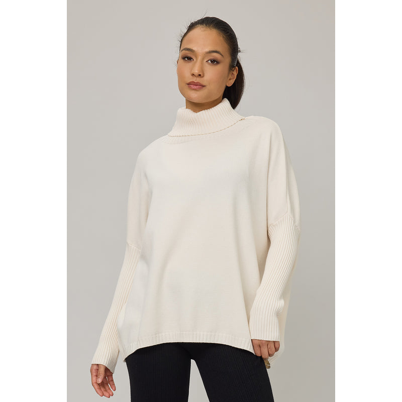 Pull tricoté à col roulé oversize Pistache