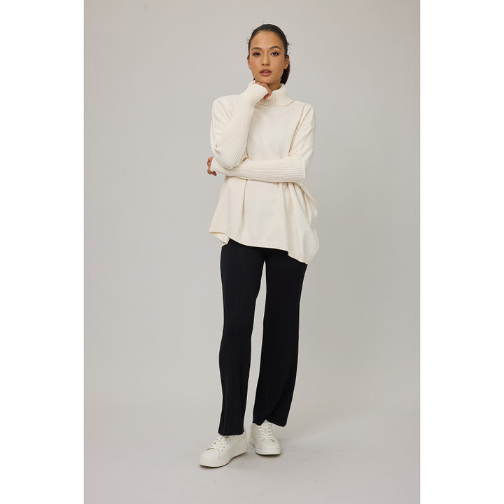 Pull tricoté à col roulé oversize Pistache
