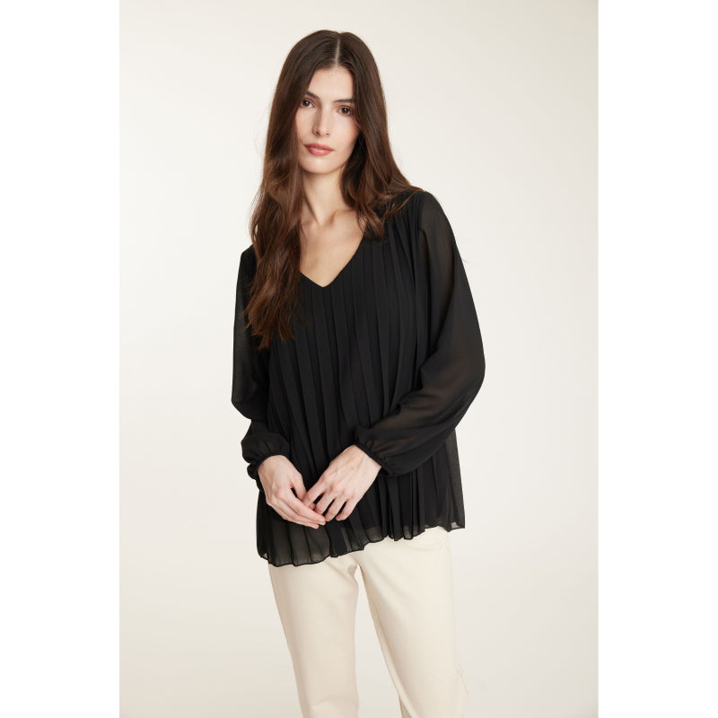 Pistache Accordion Georgette Blouse