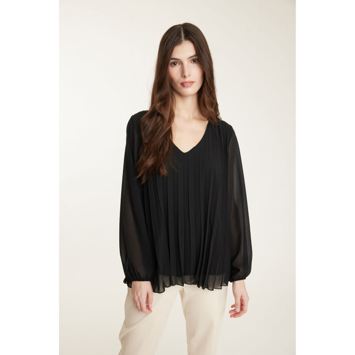 Pistache Accordion Georgette Blouse