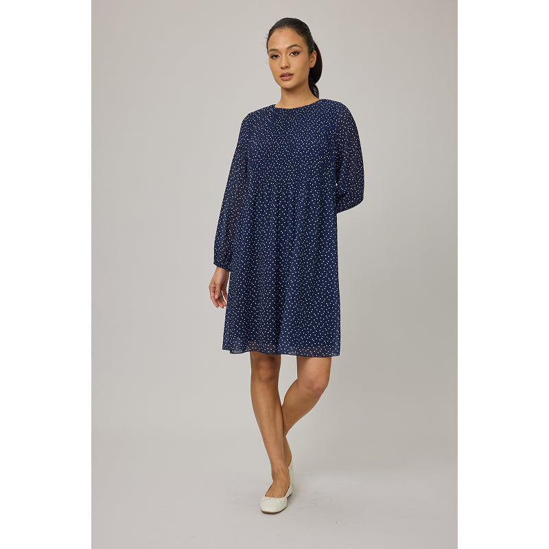 Robe plissée Georgette Pistache