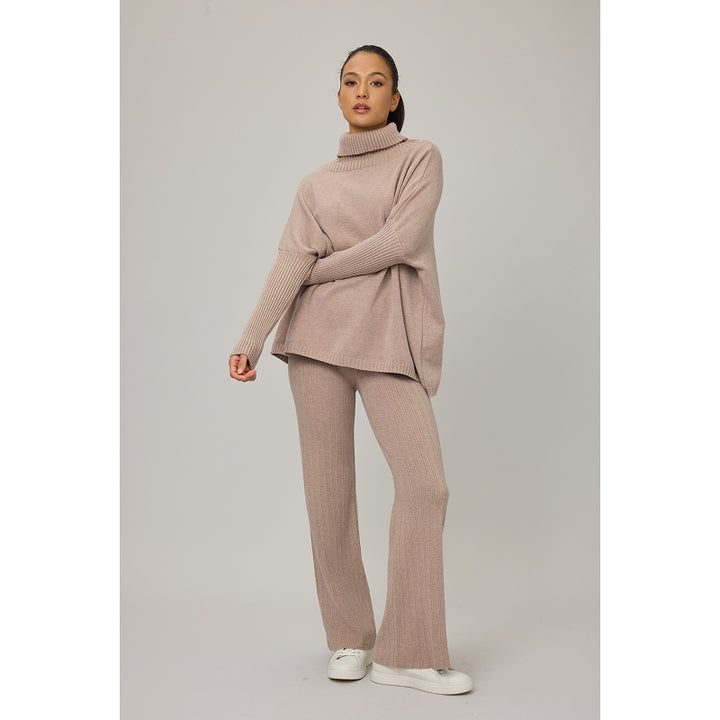Pull tricoté à col roulé oversize Pistache