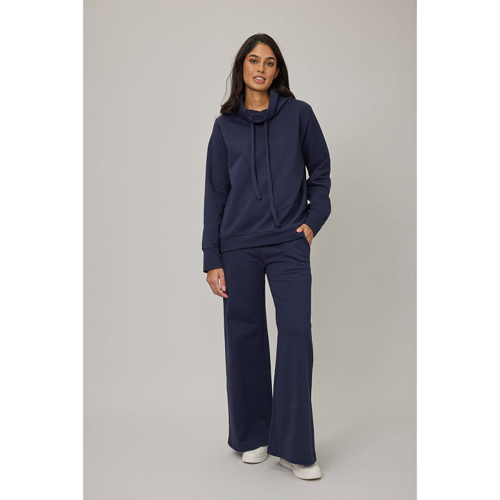 Pantalon de détente large en coton éponge à enfiler Pistache