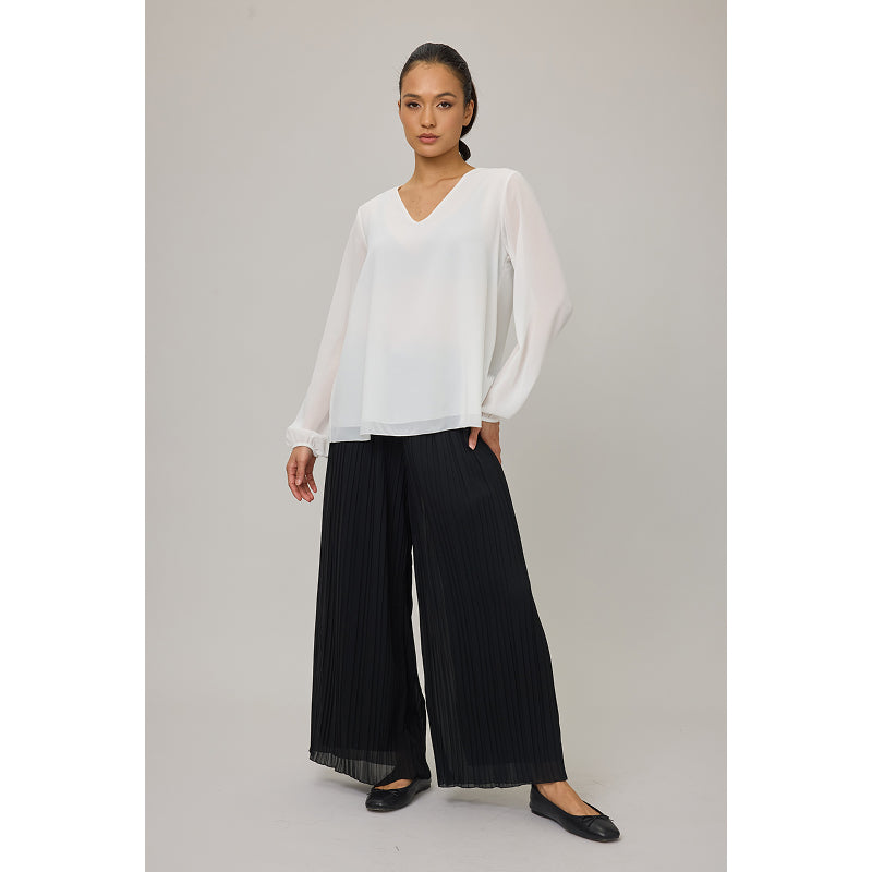 Pantalon plissé Georgette pistache