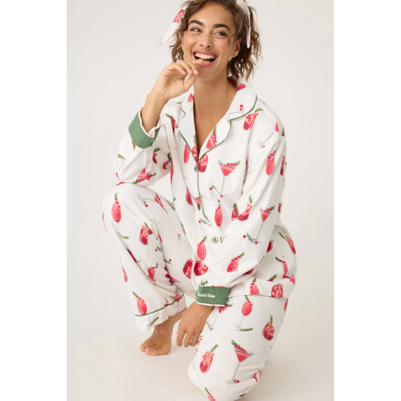 PJ Salvage Cranberries & Cocktails Flannel PJ Set