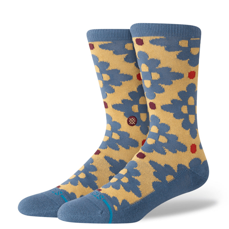 Pair of socks with floral pattern on a white background