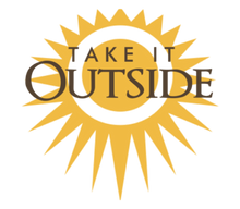 Sun-shaped logo with 'Take It Outside' text on a white background
