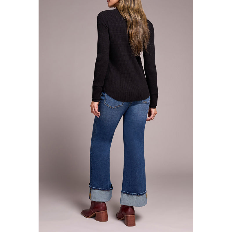 Haut Henley à manches longues tribal avec boutons