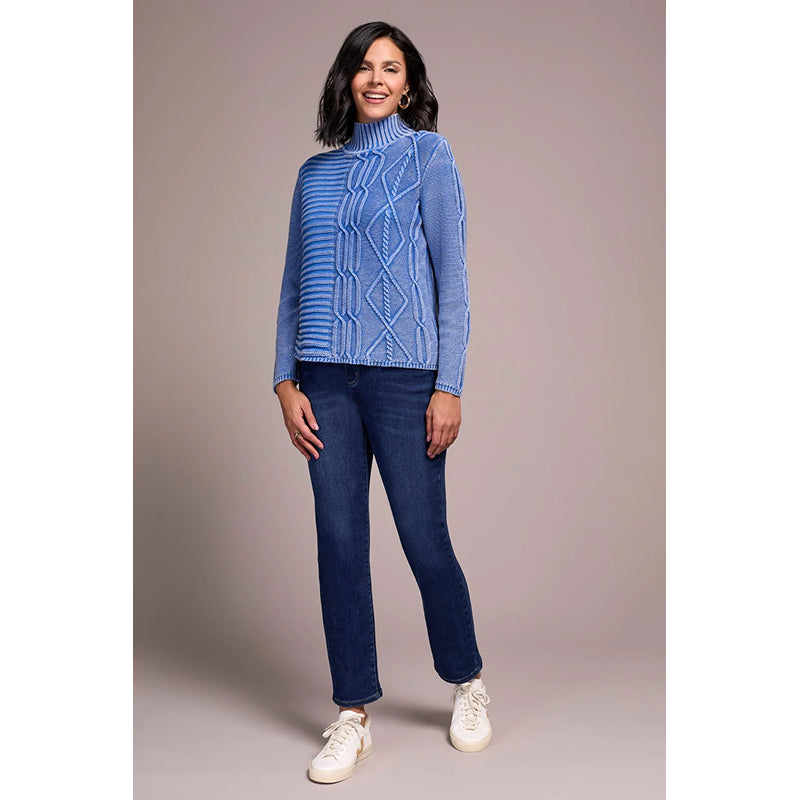 Pull col montant en maille torsadée délavée Tribal Vintage