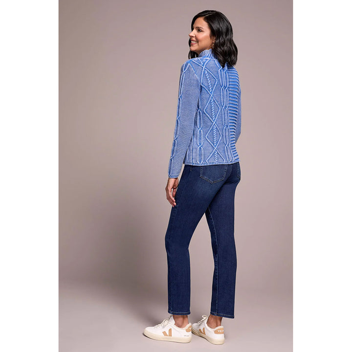 Pull col montant en maille torsadée délavée Tribal Vintage