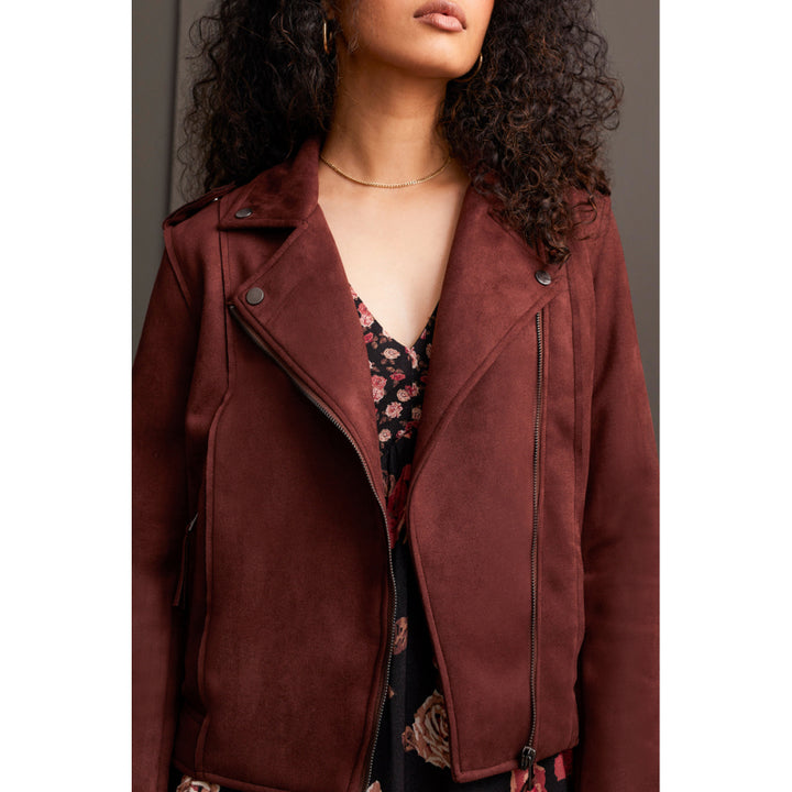 Tribal Faux Suede Biker Jacket