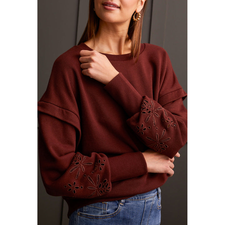 Tribal French Terry Crew Neck With Sleeve Embellishment