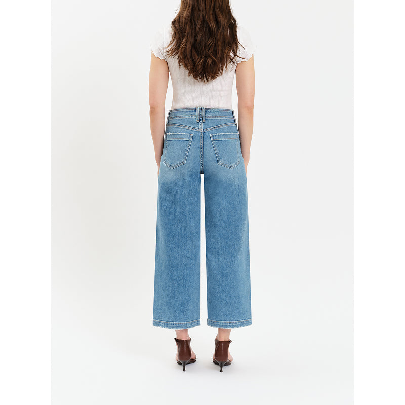 Daze Denim Valley Girl taille haute à poches plaquées cheville - Préféré