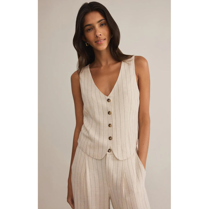 Z Supply Belfort Pinstripe Linen Vest