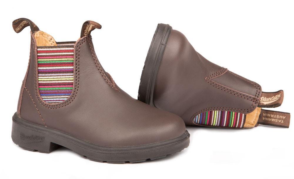 Blundstone 1413 - Kids Boot - Brown with Striped Elastic