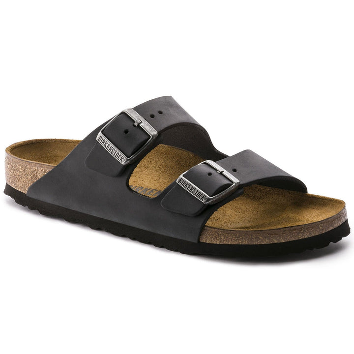 Birkenstock Arizona Black Oiled Leather Sandals - Regular