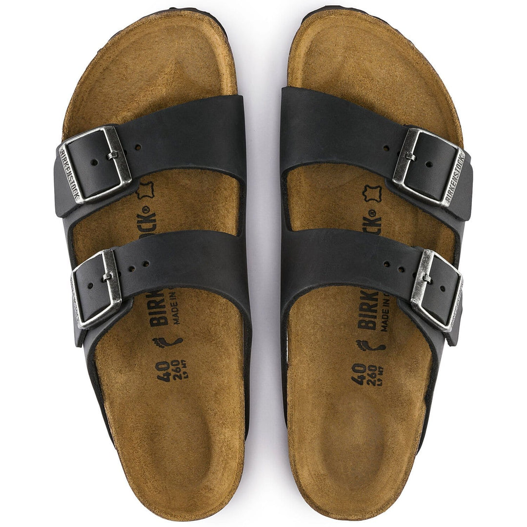 Birkenstock Arizona Black Oiled Leather Sandals - Regular